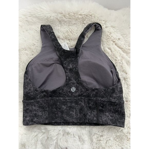 Lululemon Wonder Train Long Line Bra Size 4 Black Purple Excellent With Size Tag - Picture 2 of 6